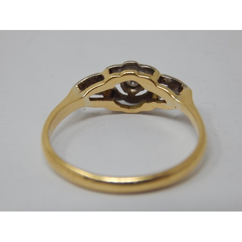 236 - 1920's 18ct Gold & Platinum Diamond Set Ring: Size O: Gross weight 2.24g