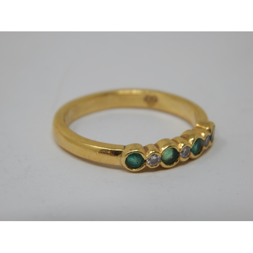 238 - 18ct Gold Diamond & Emerald Set Ring: Size J: Gross weight 2.84g