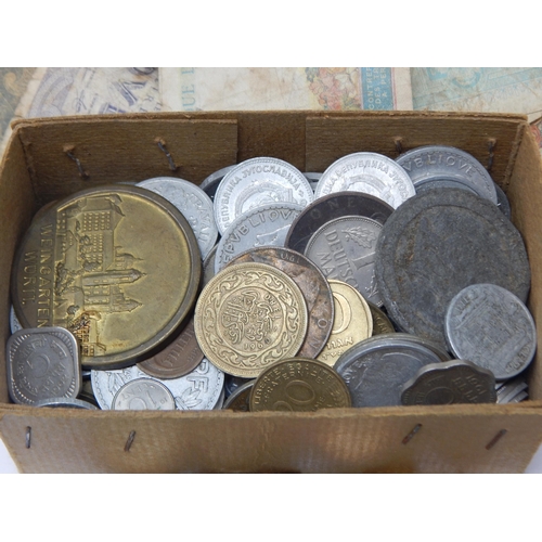 75 - A Quantity of Silver Coinage together with two boxes of coins & banknotes