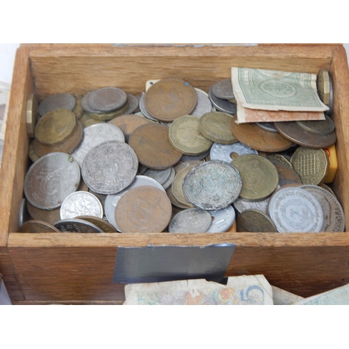 75 - A Quantity of Silver Coinage together with two boxes of coins & banknotes