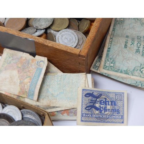 75 - A Quantity of Silver Coinage together with two boxes of coins & banknotes