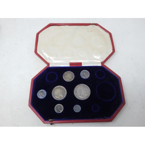 73 - King Edward VII 1902 Partial Specimen Coin Set in Named Red Morocco & Gilt Tooled Case.