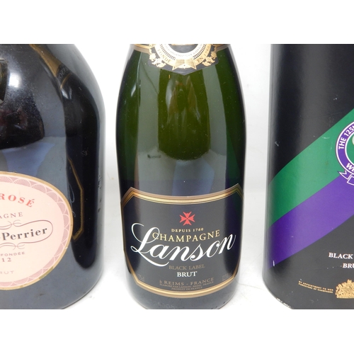 398 - A Magnum Bottle of Laurent Perrier Rose Champagne together with a Bottle of Lanson Champagne