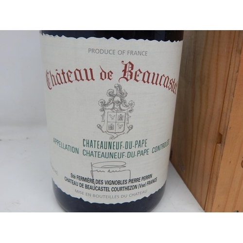 399 - A Magnum Bottle of Chateau de Beaucastel Chateauneuf -Du-Pape 2000 in wooden case together with a bo... 