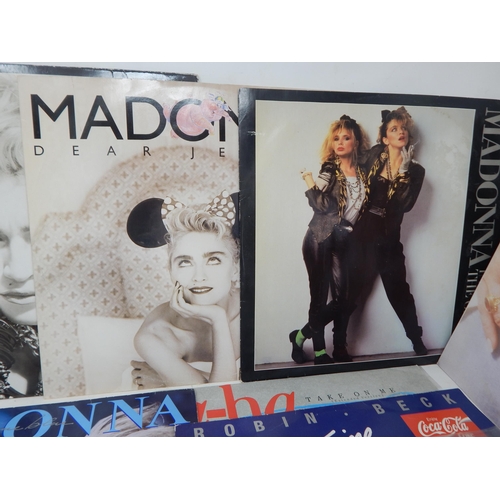 393 - A Quantity of Madonna Vinyl L.P's & Singles together with Book 