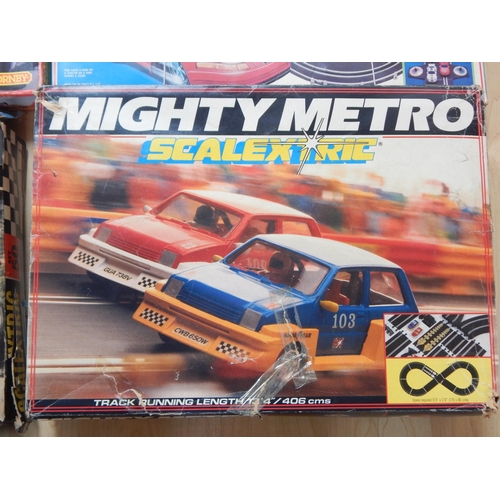 394 - Scalextric Set 50, Scalextric Mighty Metro Set, Scalextric Micro Set, Grand Prix Pace racing Car Set... 