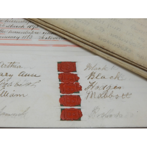 479 - 3 x 19th Century Indentures with Red Wax Seals