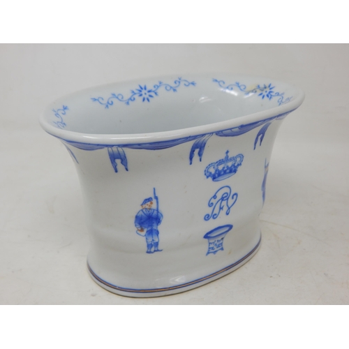 480 - Dutch Ceramic Bowl with Hand Painted Figures Guards either side of the royal Crown & Cypher: Measuri... 