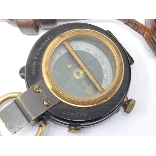 481 - WWI Field Compass 1915 by Lawrence & Mayo, London in original Leather Case together with a set of WW... 