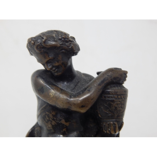 482 - 19th Century Bronze Classical Figure on Plinth: Height 21cm