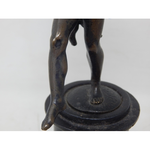 482 - 19th Century Bronze Classical Figure on Plinth: Height 21cm