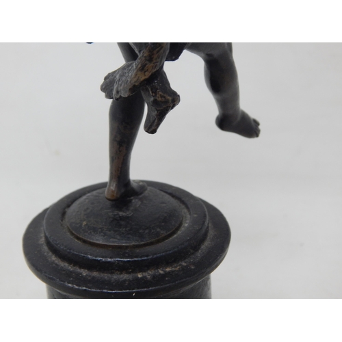 482 - 19th Century Bronze Classical Figure on Plinth: Height 21cm