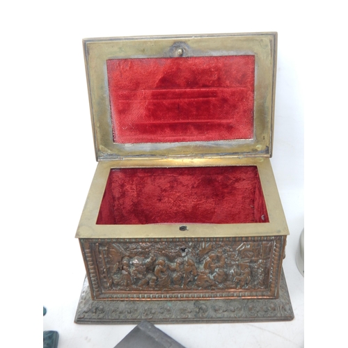 484 - 19th Century Grand tour Metal Jewellery casket, WWI Queen Mary Christmas Tin 1914 etc