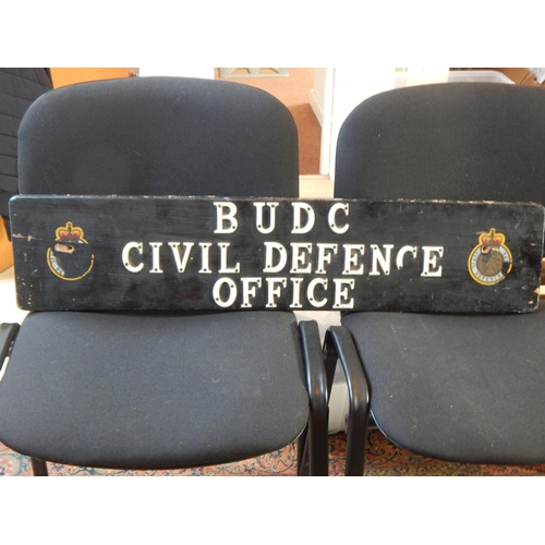 362 - 1950's/60's B.U.D.C Civil Defence Sign: Length 91cm