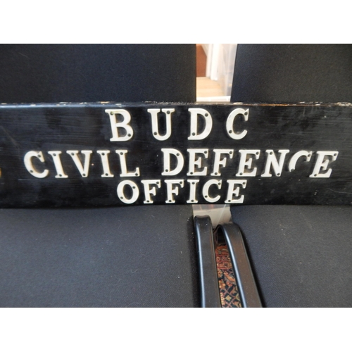 362 - 1950's/60's B.U.D.C Civil Defence Sign: Length 91cm