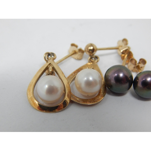 224 - Three Pairs of 9ct Gold Pearl Earrings: Gross weight 4.25g