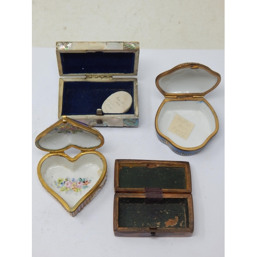 369 - A Group of 19th Century Boxes including two hand painted porcelain boxes, a domed wooden and tortois... 