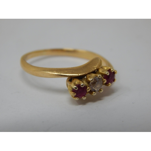 249 - 18ct Gold Diamond & Ruby Set Ring: Size L: Gross weight 2.92g