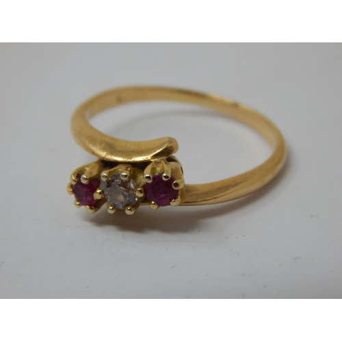 249 - 18ct Gold Diamond & Ruby Set Ring: Size L: Gross weight 2.92g