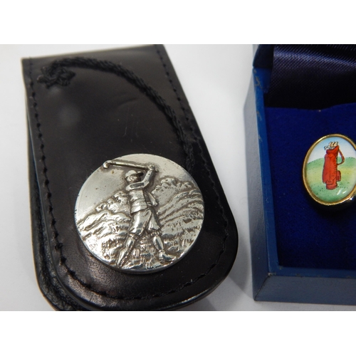 260 - A Pair of Scottish Silver & Enamel Golfing Cufflinks: Hallmarked Edinburgh 1996 by Halcyon Days in o... 