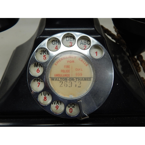 371 - 1950's GPO Black Bakelite Telephone with cord.