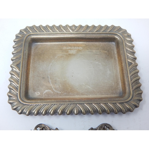 149C - Hallmarked Silver Nurses Buckle together with a small hallmarked silver tray.