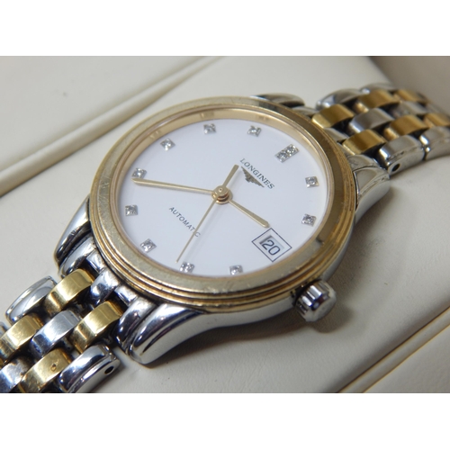 297 - Longines Flagship Diamond Set Two Tone Automatic Ladies Wristwatch L4.274.3, Serial No. 41980078. Th... 