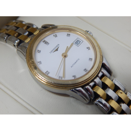 297 - Longines Flagship Diamond Set Two Tone Automatic Ladies Wristwatch L4.274.3, Serial No. 41980078. Th... 