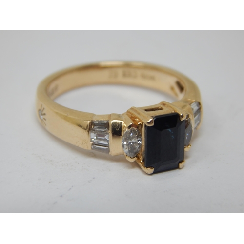 268 - 14ct Gold Diamond & Sapphire Ring Set with a Central Sapphire estimated @ 0.50ct & Bordered with Mar... 