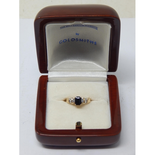 268 - 14ct Gold Diamond & Sapphire Ring Set with a Central Sapphire estimated @ 0.50ct & Bordered with Mar... 