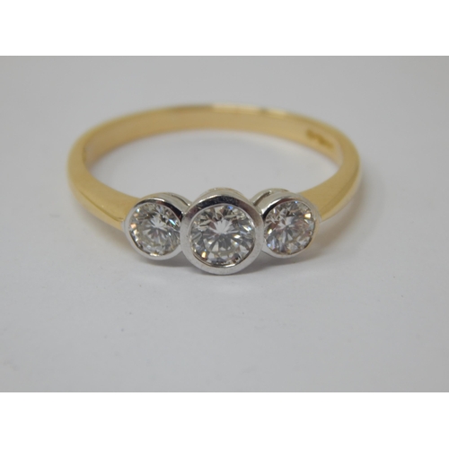 271 - 18ct Gold Diamond Trilogy Ring: Total Diamond Weight estimated @ 1.0ct: Size P/Q: Gross weight 2.95g