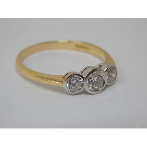 271 - 18ct Gold Diamond Trilogy Ring: Total Diamond Weight estimated @ 1.0ct: Size P/Q: Gross weight 2.95g