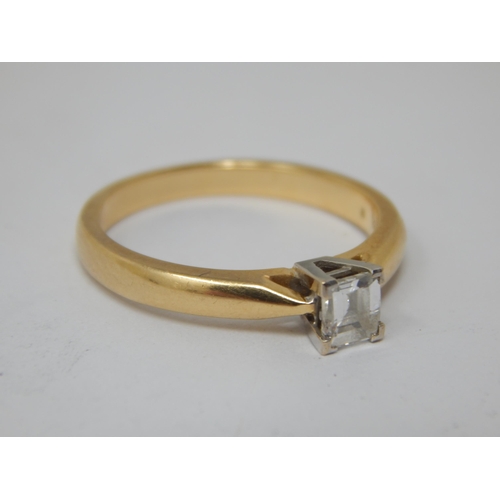 272 - 18ct Gold Diamond Solitaire Ring Set with a Princess Cut Diamond estimated @ 0.30ct: Size N: Gross w... 