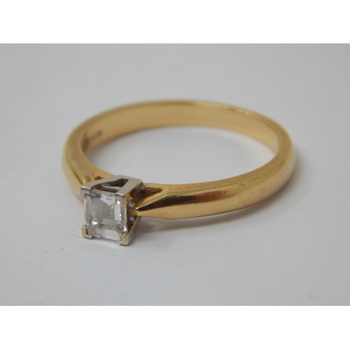 272 - 18ct Gold Diamond Solitaire Ring Set with a Princess Cut Diamond estimated @ 0.30ct: Size N: Gross w... 