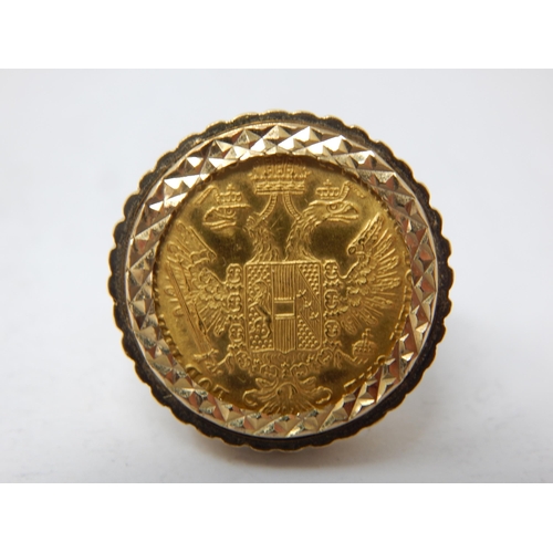 275 - 1915 Austrian Ducat Gold Coin Ring: Size P/Q: Weight 10.23g