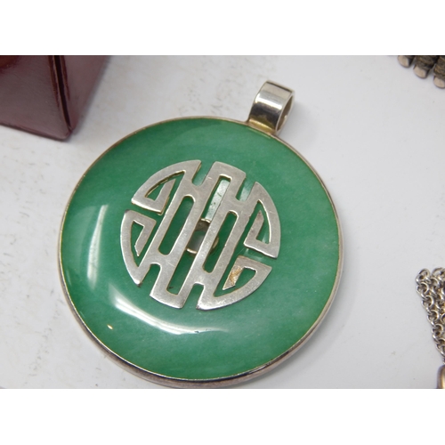 279 - A Quantity of Silver Jewellery Including a Large Chinese Jade Pendant, Kenzo Pendant, Rings, Thomas ... 