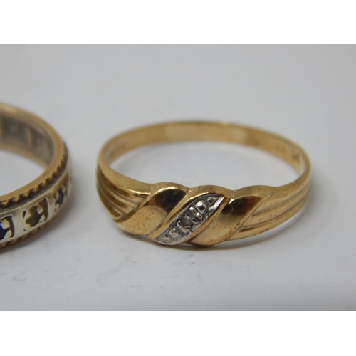 282 - 9ct Gold Rings Including an Eternity Ring, Size P & a Further Ring, Size M: Weight 3.8g