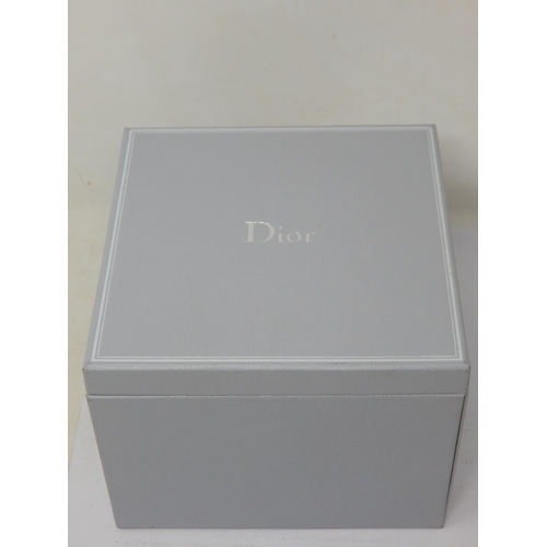 306 - Dior: A Christian Dior Christal diamond set bracelet watch, the black chronograph dial set with 14 r... 