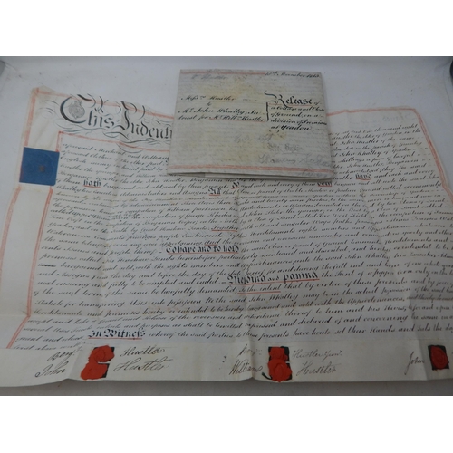 George III Indentures on Parchment dated 1813 with attached red wax seals & signatures (2)