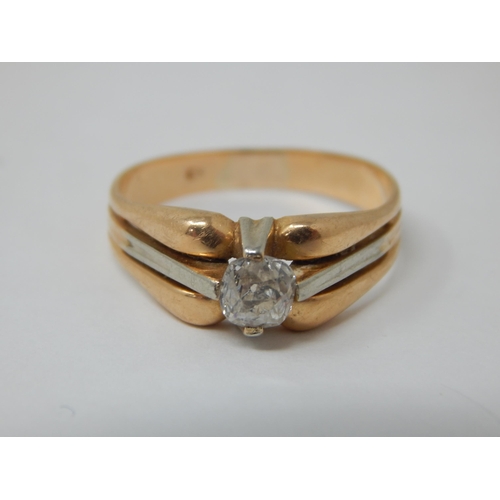 Unmarked Gold Ring Set with an Old Cut Diamond estimated @ 0.50cts: Size Q: Gross weight 4.34g