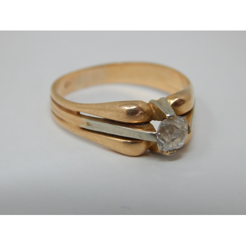 202 - Unmarked Gold Ring Set with an Old Cut Diamond estimated @ 0.50cts: Size Q: Gross weight 4.34g