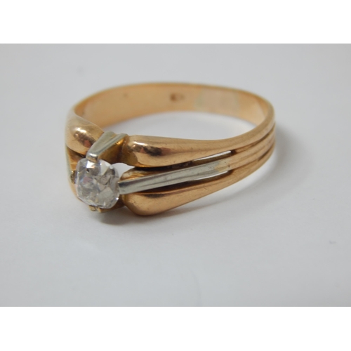 202 - Unmarked Gold Ring Set with an Old Cut Diamond estimated @ 0.50cts: Size Q: Gross weight 4.34g