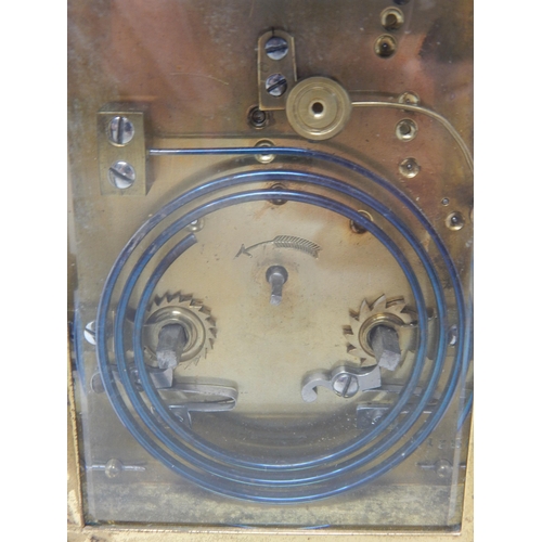 311 - 19th Century Brass Cased Repeater Carriage Clock with Bevelled Glass Panels & Key.