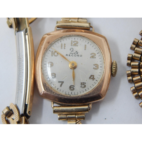 222 - Two Ladies 9ct Gold Wristwatches on Rolled Gold Straps