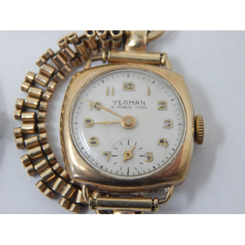 222 - Two Ladies 9ct Gold Wristwatches on Rolled Gold Straps