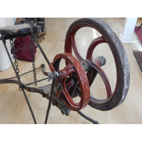 326 - Bamfords Folding Cast Iron Patent Knife Grinder with Wooden Seat.