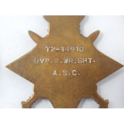 5 - WWI Trio of Medals Awarded & Named to: T2-14910 DVR. W. WRIGHT: A.S.C