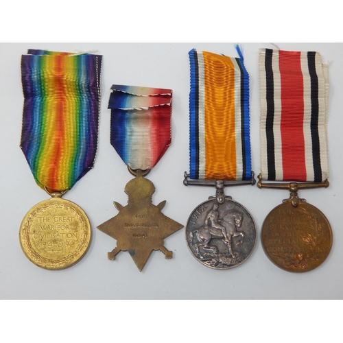 6 - WWI Trio of Medals Awarded & Named to: 48751 GNR. G. P. GOLLIN: R.G.A. Together with Police Medal fo... 