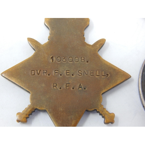 7 - WWI Trio of Medals Awarded & Named to: 103008 DVR. F. E. SNELL. R.F.A