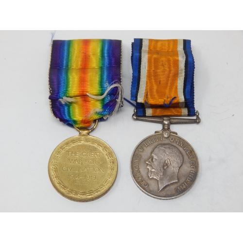 24 - WWI Pair of Medals Awarded & Edge Named to: 27709 PTE. J. H. CROOKS. EAST YORKSHIRE REGIMENT